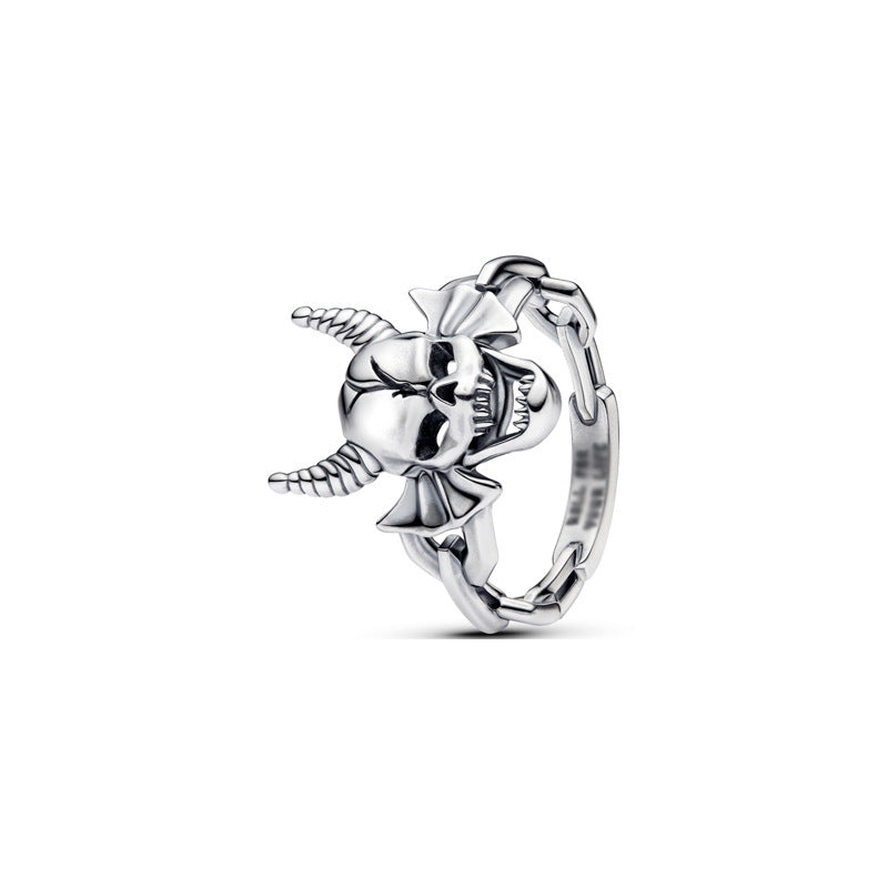 Panda Dora S925 Silver Ring with Pav&eacute; Set Sparkling Starlight Bow, Fashionable Elegant Women's Ring, Cuban Chain Pair Ring