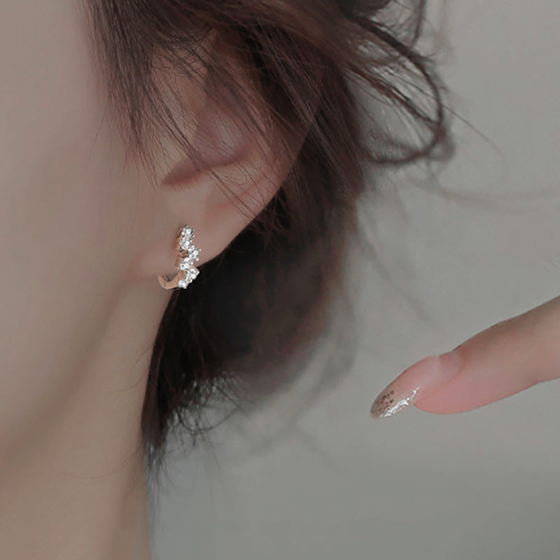 Boucles d'Oreilles Zircon Blanc Plaqué Or Étincelant | Boutique84