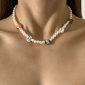 Creative Color Christmas Funny Imitation Pearl Necklace Soft Ceramic Pattern Beaded Necklace Female