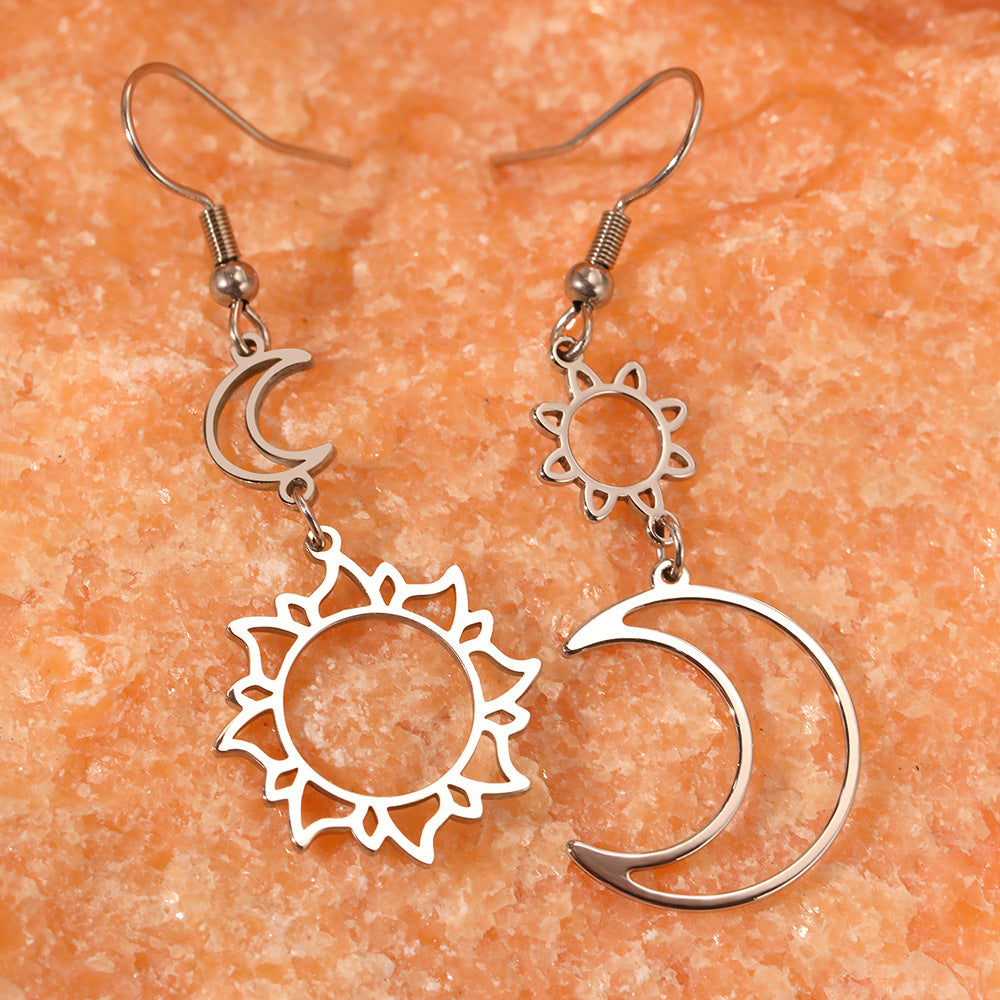 Boucles d'Oreilles Soleil Lune Acier Inoxydable | Boutique84