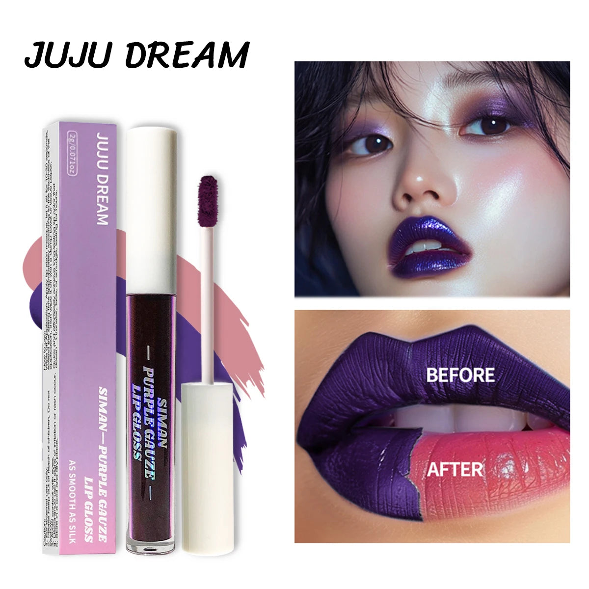 Set of 3 peelable lip gloss, raincoats, non-tights, transfer-resistant and trace-resistant on the cups, for natural lip coloring.