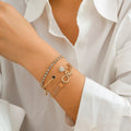 Retro heart-shaped full diamond chain 8-shaped bracelet, simple geometric rhinestone micro inlaid versatile bracelet for women
