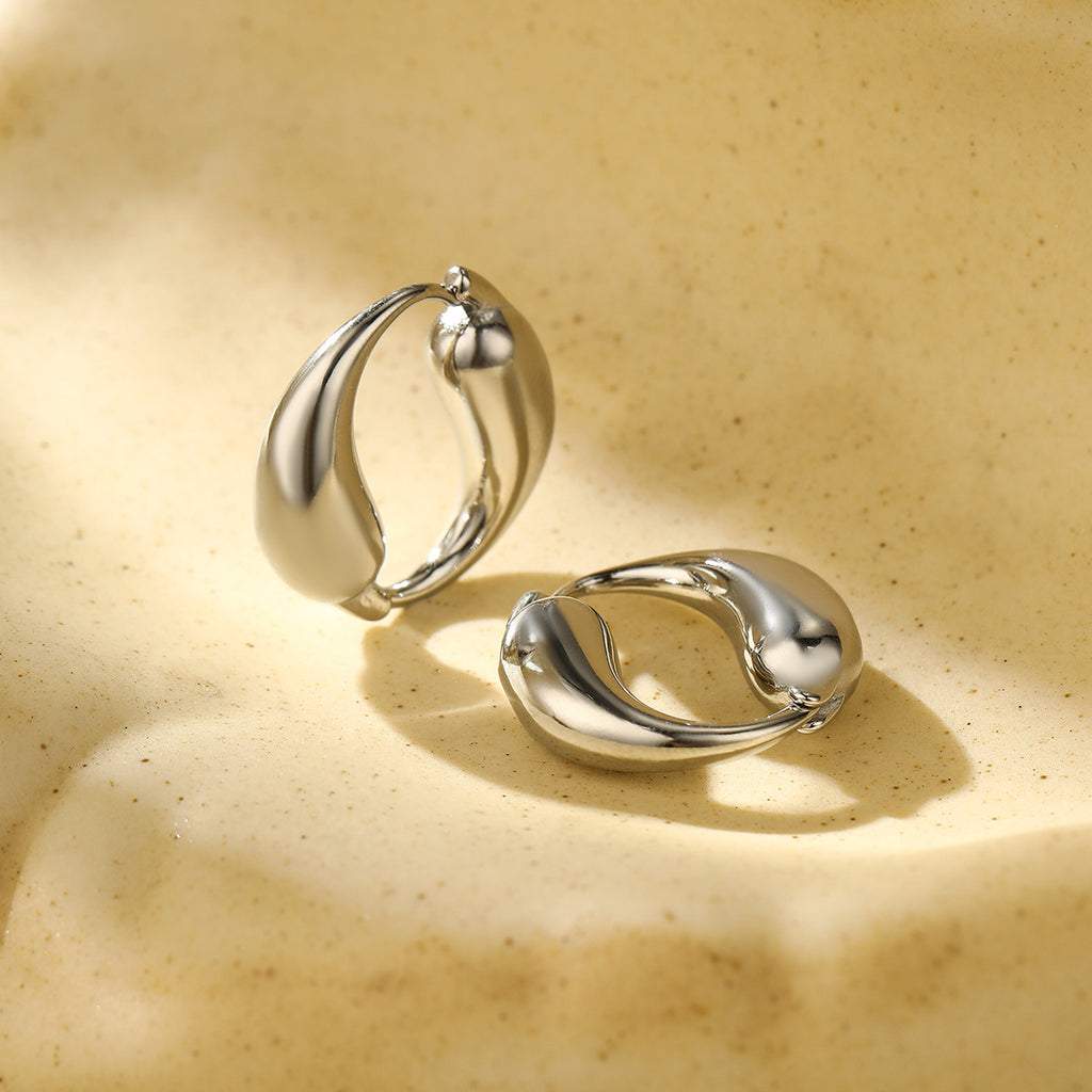 Boucles d'Oreilles Créoles Goutte Acier Doré 18K | Boutique84
