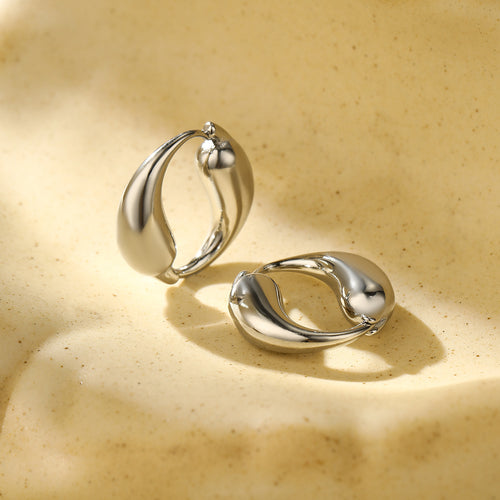 Boucles d'Oreilles Créoles Goutte Acier Doré 18K | Boutique84
