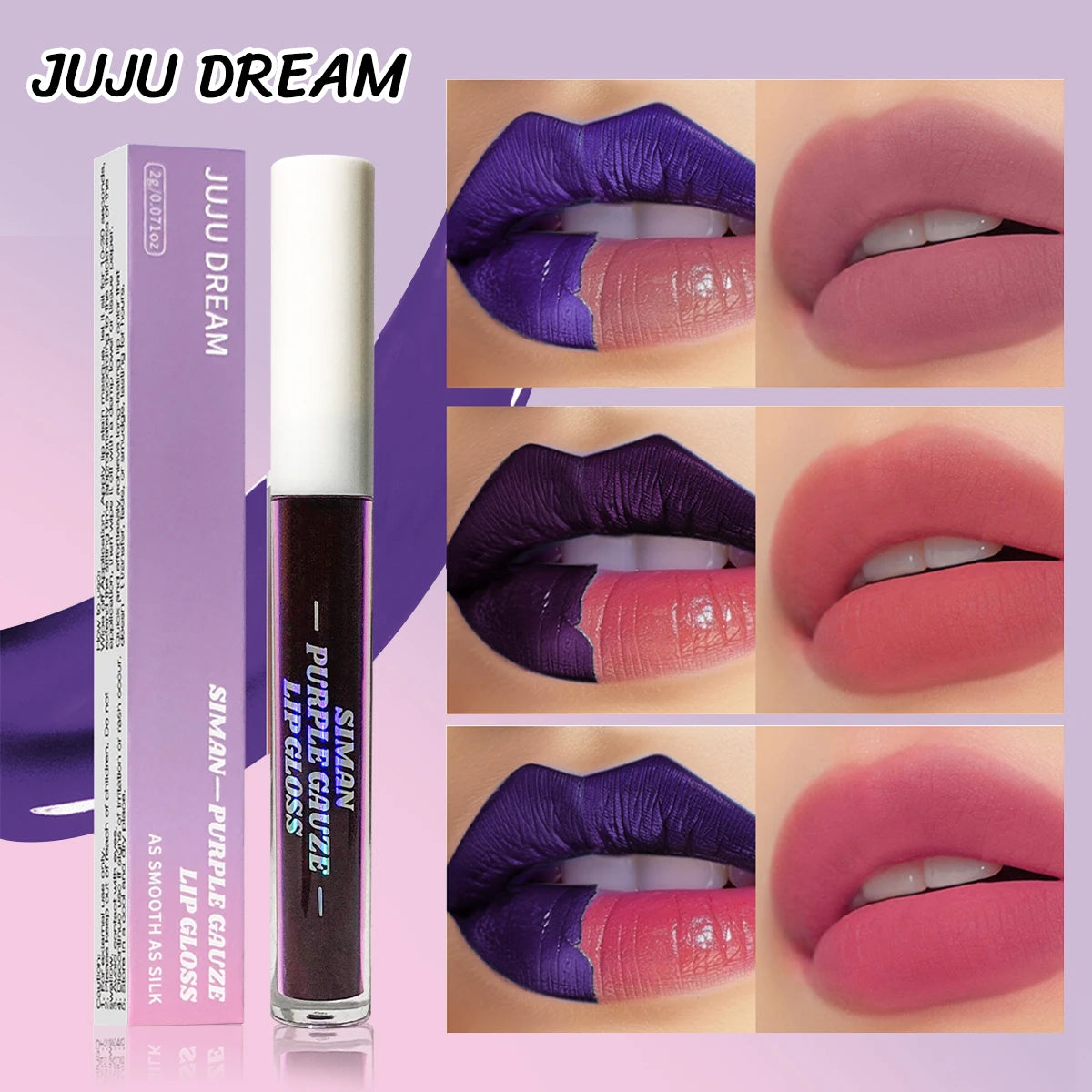 Set of 3 peelable lip gloss, raincoats, non-tights, transfer-resistant and trace-resistant on the cups, for natural lip coloring.