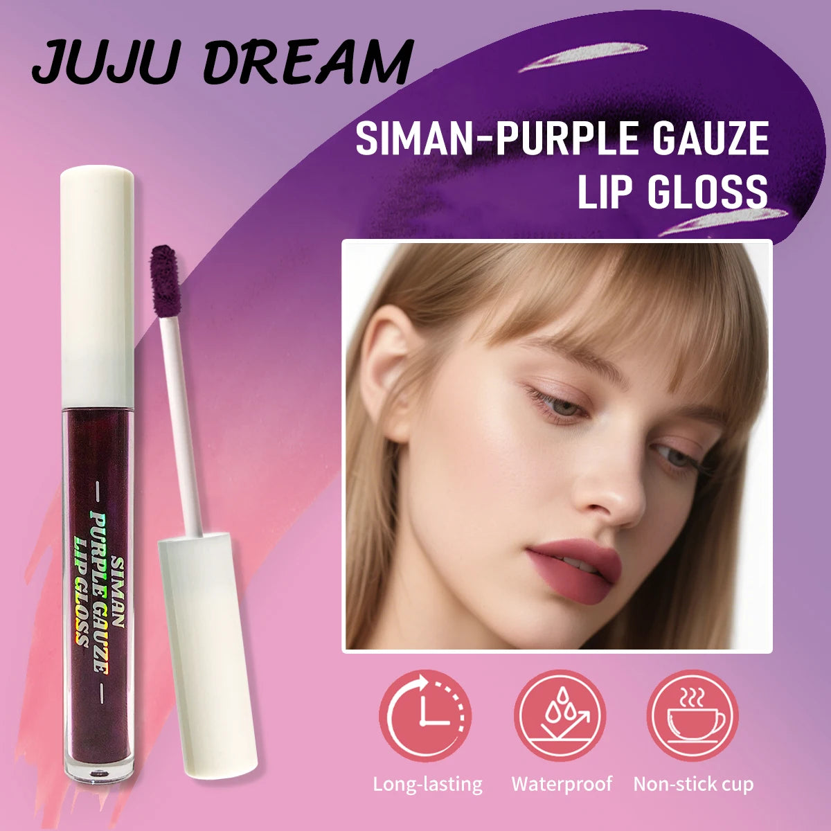 Set of 3 peelable lip gloss, raincoats, non-tights, transfer-resistant and trace-resistant on the cups, for natural lip coloring.
