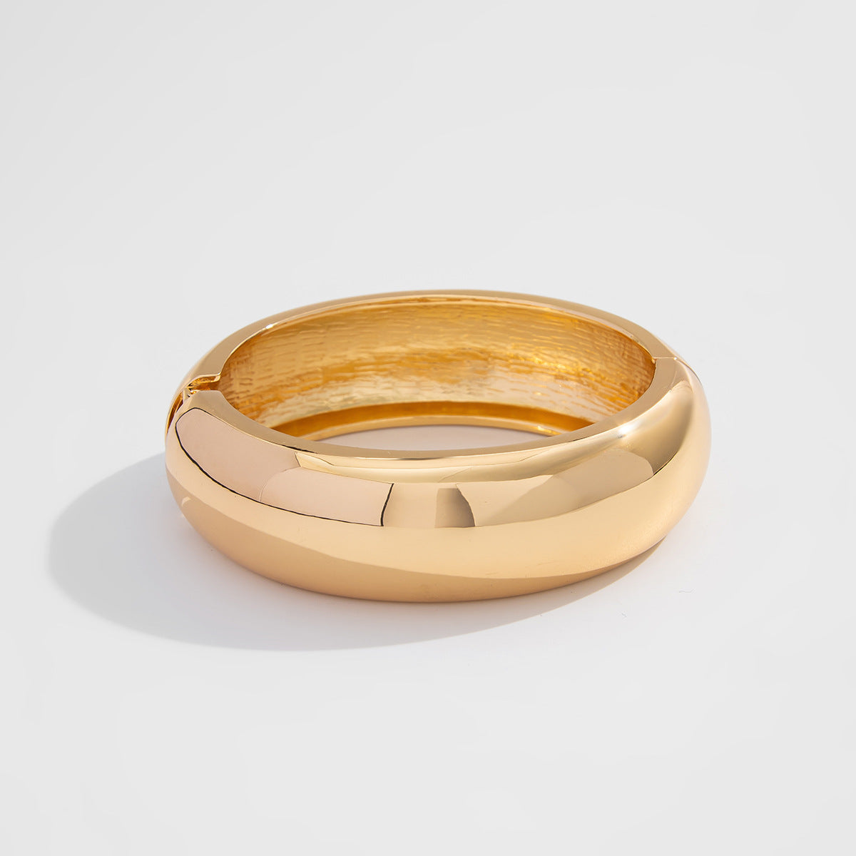 Cold Wind Curved Smooth Surface Spring Bracelet Irregular Metallic Wide Version Ring Set