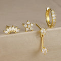 Zircon Stud Earrings with Gold Plating, Minimalist Chic Design, Delicate and Stylish Women's Ear Jewelry