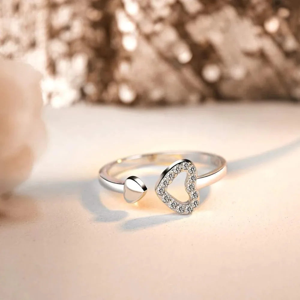 Bague Cœur Ouverte Argent 925 Zircon | Boutique84