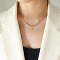 Collier Initiale Lettre Zircon Plaqué Or 18K (A-H) | Boutique84