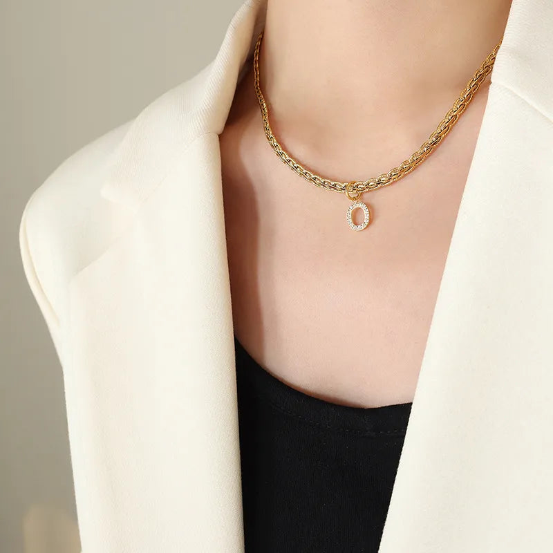 Collier Initiale Lettre Zircon Plaqué Or 18K (K-P) | Boutique84