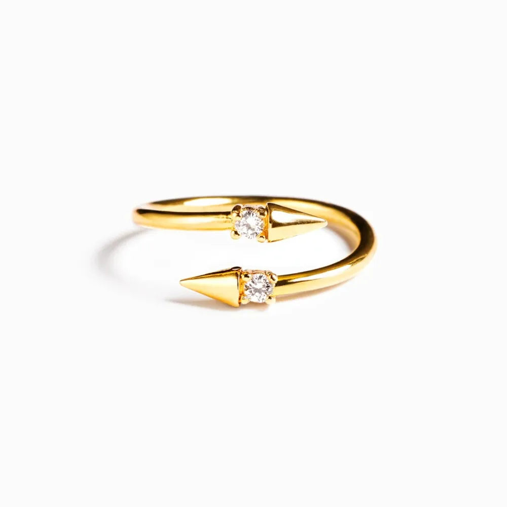 Bague Croisée Argent 925 Zircon Dorée | Boutique84