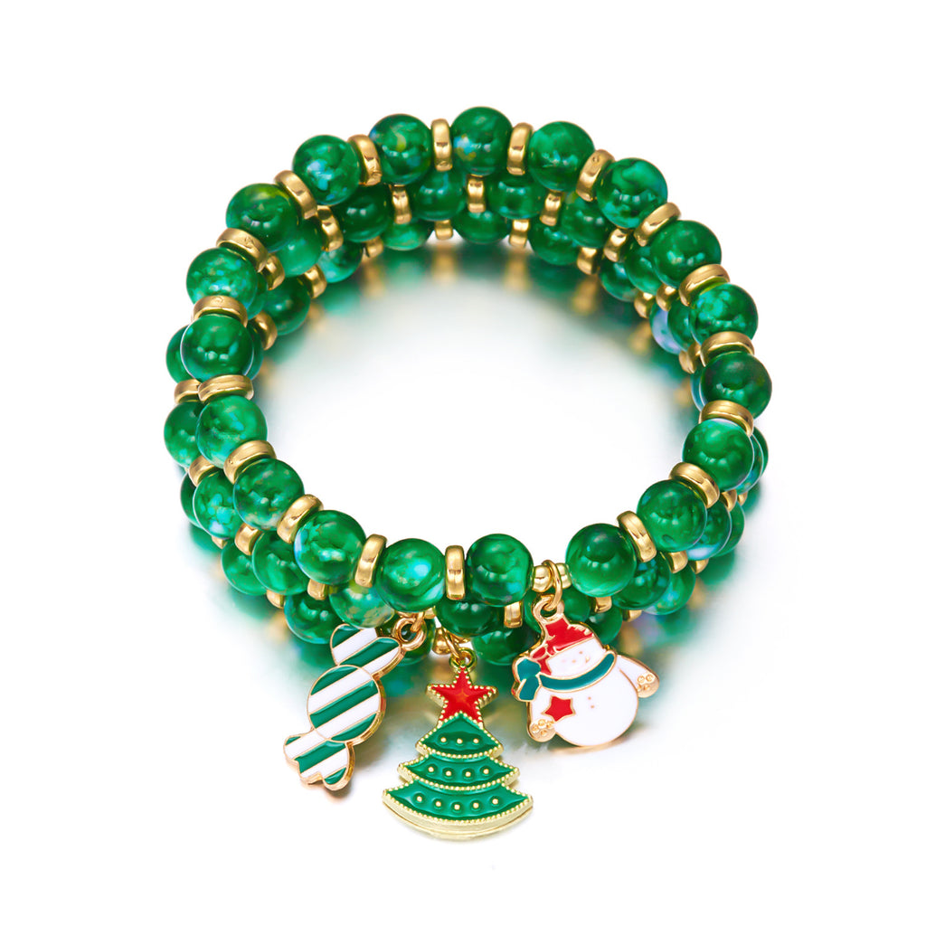 Creative Colorful Santa Claus Snowman Reindeer Beaded Stackable Bracelet Fashion Gift