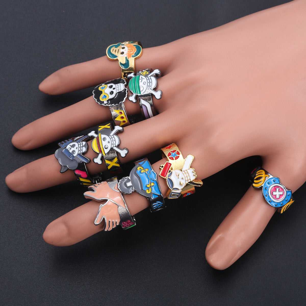 Anime Merchandise One Piece Straw Hat Pirates Ring - Luffy, Zoro, Sanji, Nami, Robin, Chopper Cosplay Finger Ring