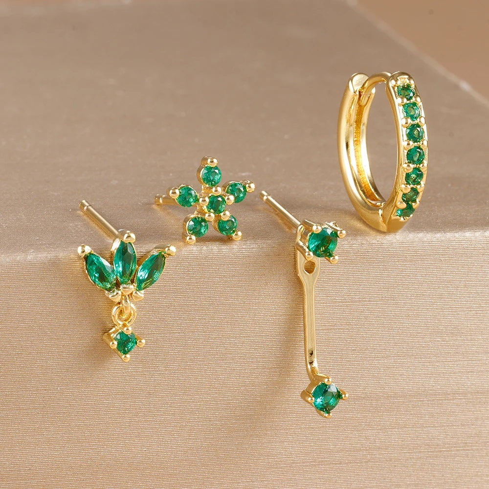 Zircon Stud Earrings with Gold Plating, Minimalist Chic Design, Delicate and Stylish Women's Ear Jewelry