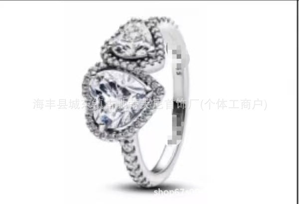 Panda Dora S925 Silver Ring with Pav&eacute; Set Sparkling Starlight Bow, Fashionable Elegant Women's Ring, Cuban Chain Pair Ring