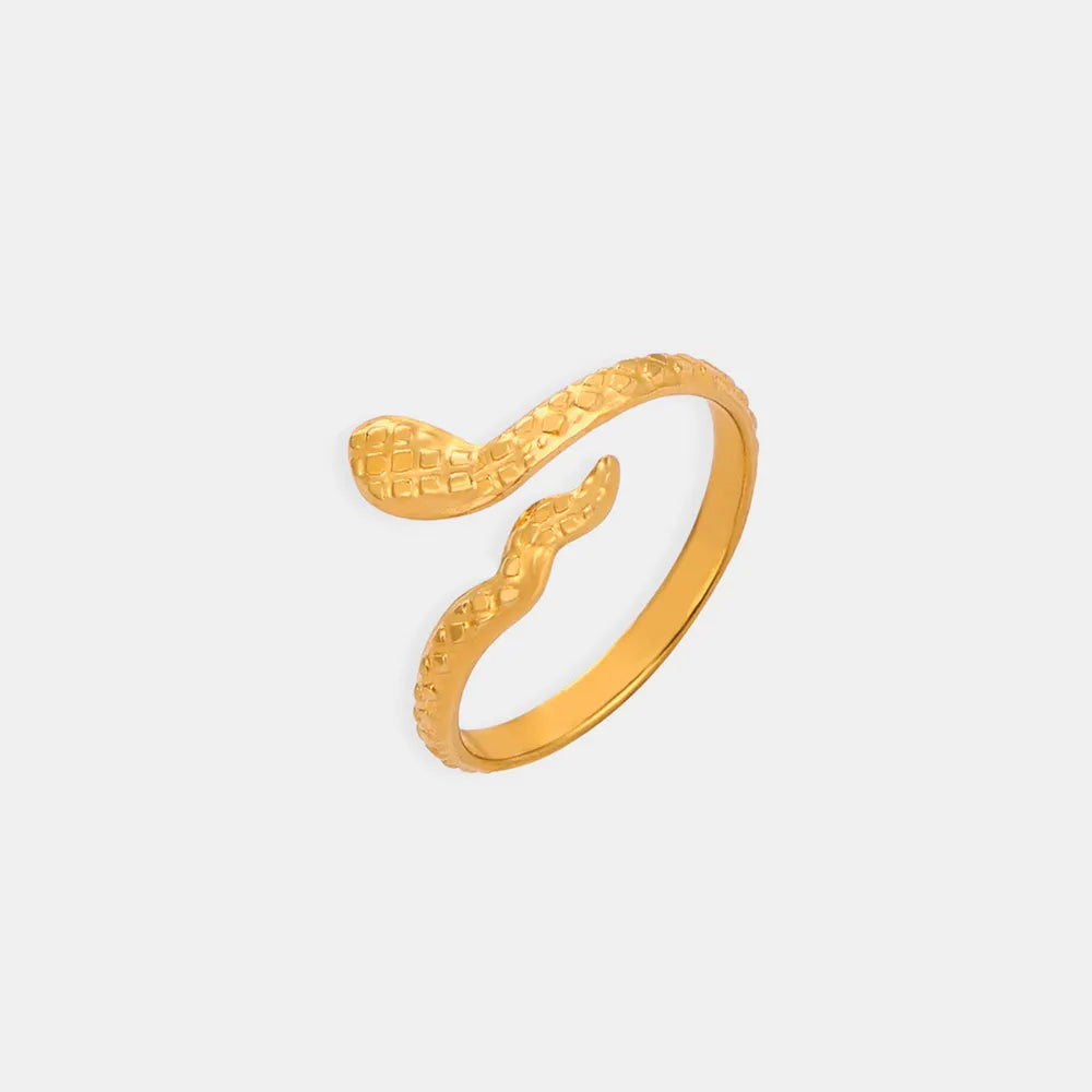 Bague Serpent Acier Titane Plaquée Or | Boutique84