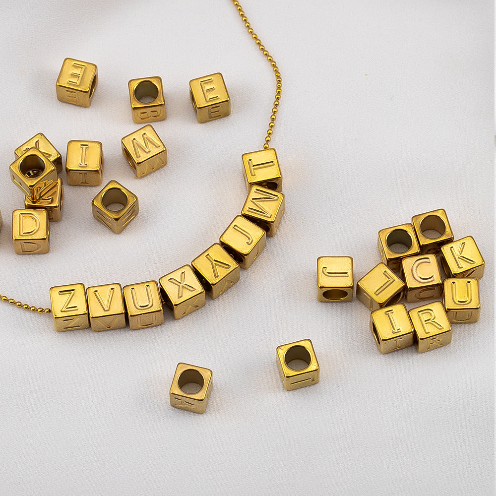 Perles Lettres Alphabet Acier Inoxydable 7mm DIY | Boutique84