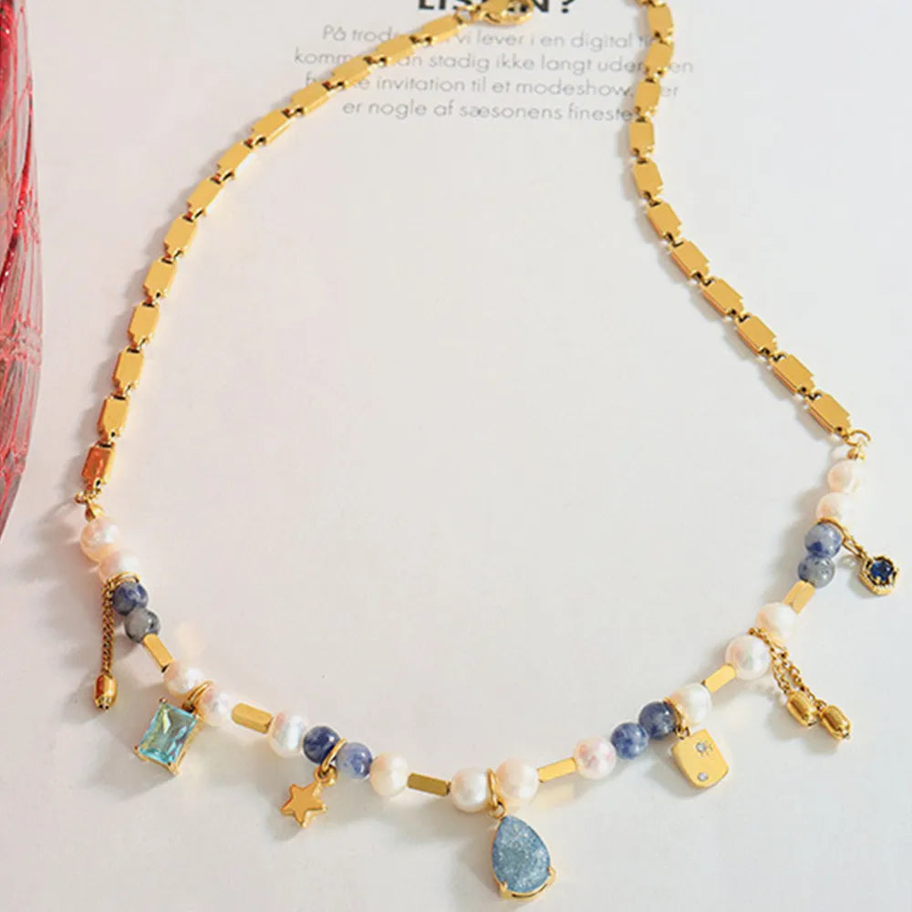 Collier Perle d'Eau Douce Pierre Naturelle Doré | Boutique84