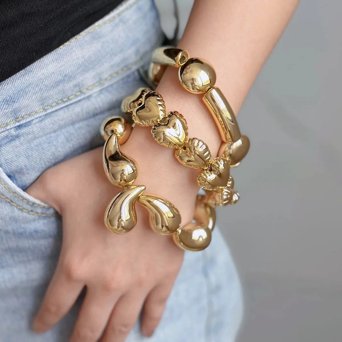 Water droplet balloon heart-shaped metal elastic bracelet