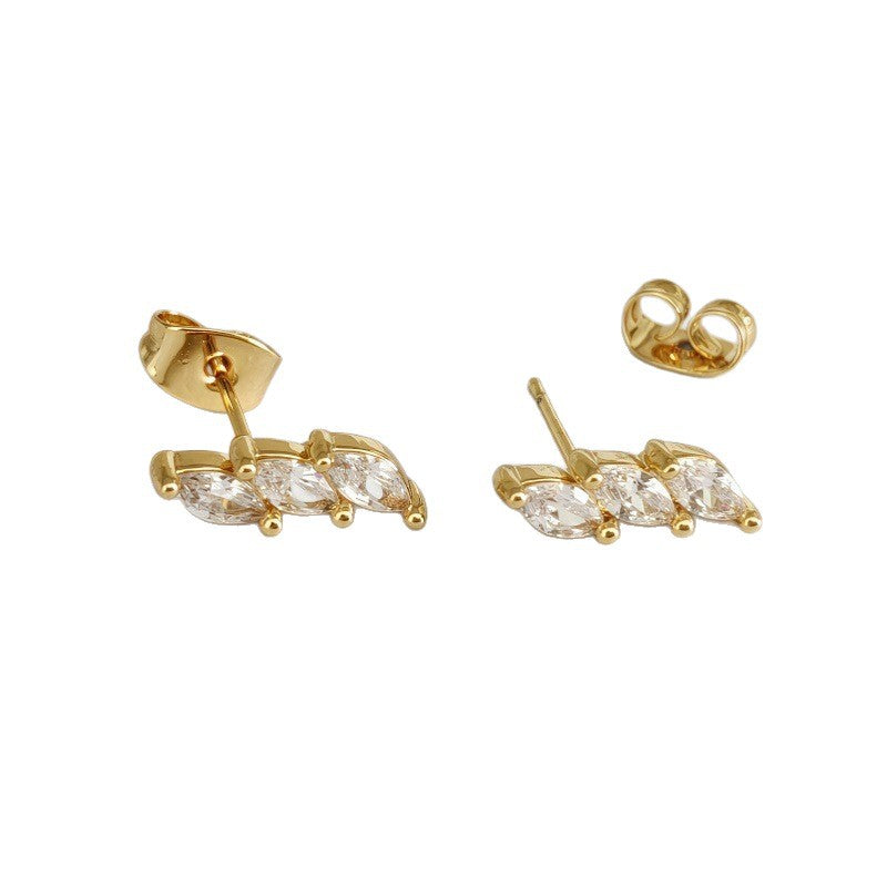 Boucles d'Oreilles Zircon Doré Minimaliste | Boutique84