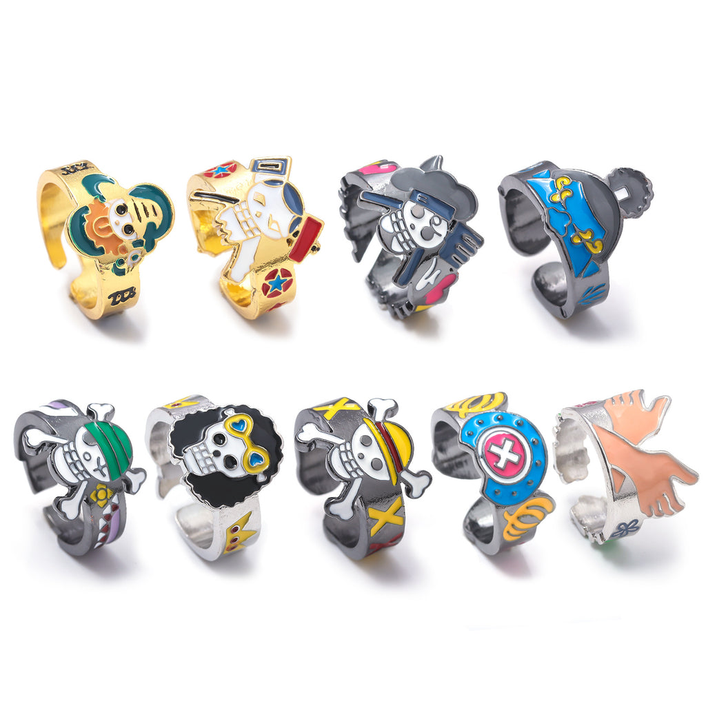 Anime Merchandise One Piece Straw Hat Pirates Ring - Luffy, Zoro, Sanji, Nami, Robin, Chopper Cosplay Finger Ring