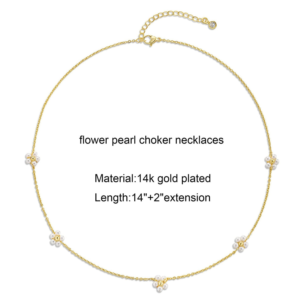 Collier Sautoir Fleurs Perles Plaqué Or 14K | Boutique84