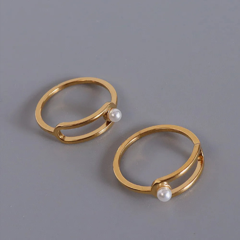 Bague Perle Acier Titane Dorure PVD | Boutique84