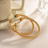 Stainless Steel Natural Stone Metal Texture Twisted Thread Bracelet 18k Gold Plated Tarnish Proof Women Jewelry Gift