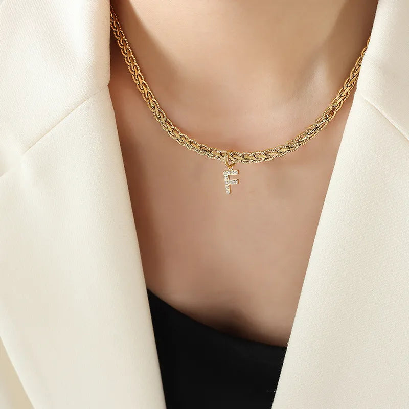 Collier Initiale Lettre Zircon Plaqué Or 18K (A-H) | Boutique84