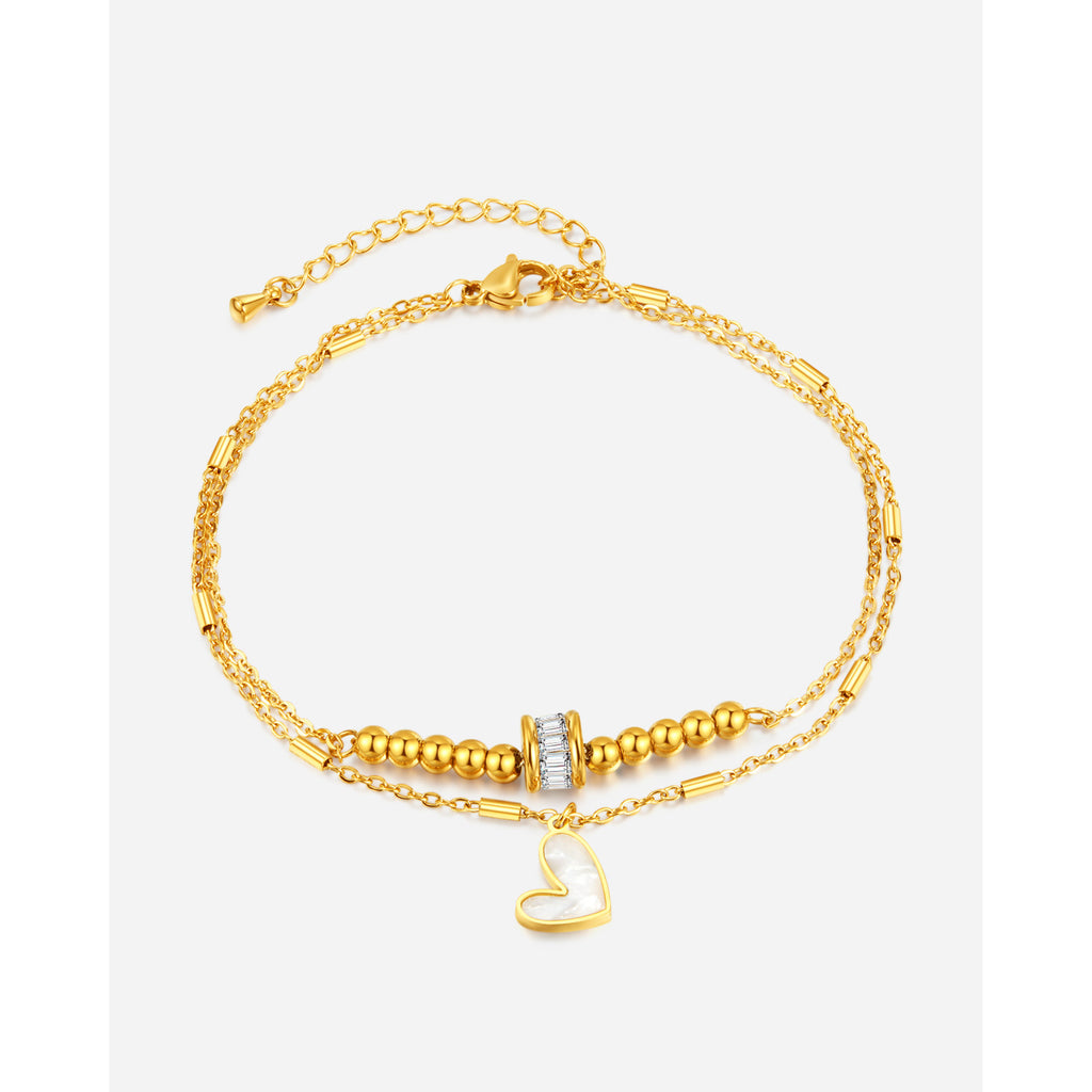 Fashion Jewelry Boho Classic Love Heart Ankle Chain Double Layer Chain Bracelet Anklet Charm Tassel Leg Chain On Foot Chain Women Party Jewelry Accessories