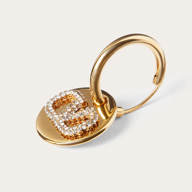 Boucles d'Oreilles Puces V Cristal Doré Femme | Boutique84