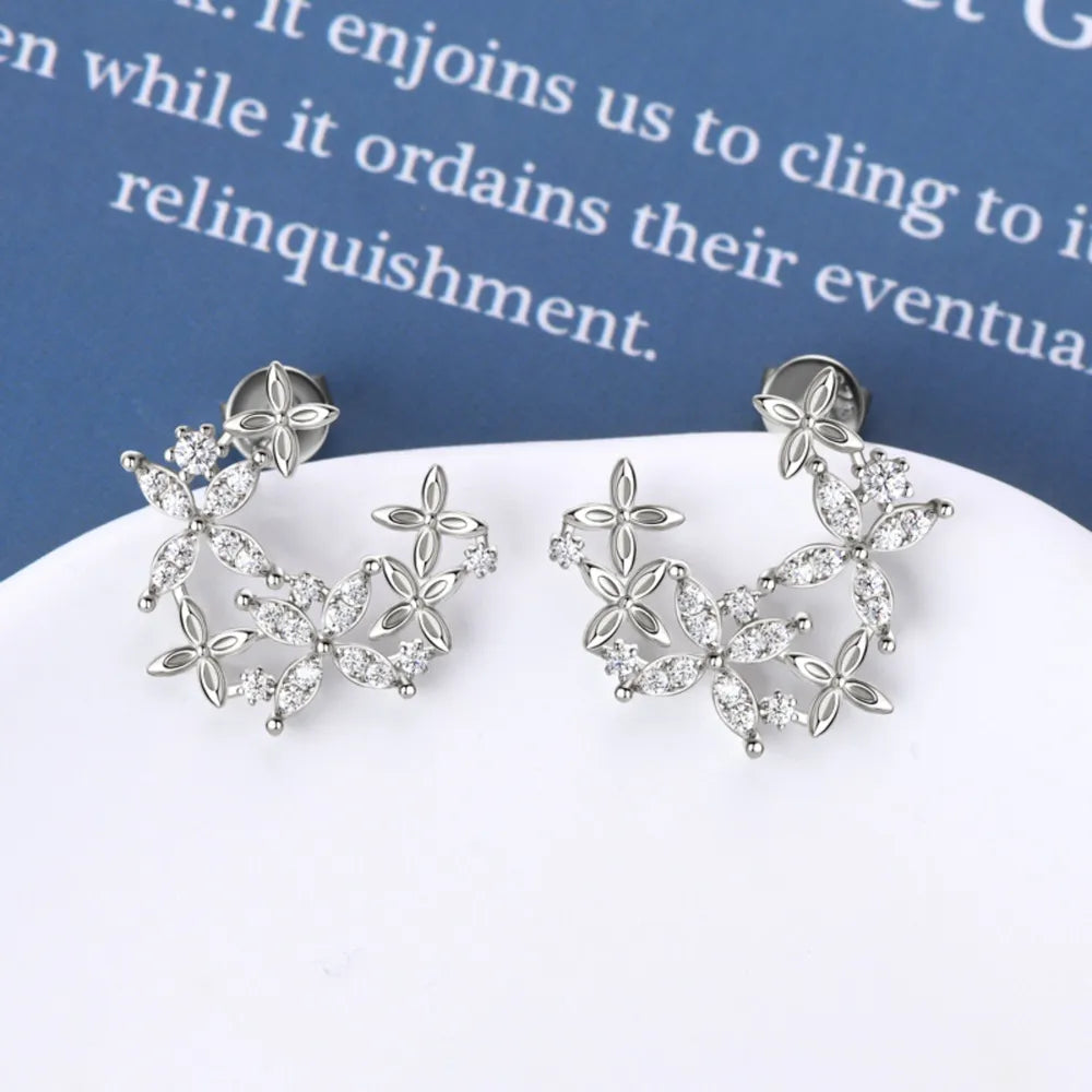 Boucles d'Oreilles Trèfle Moissanite Argent 925 | Boutique84