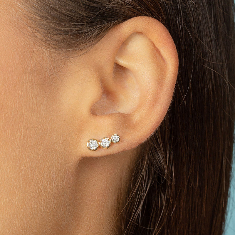 Boucles d'Oreilles Créoles Zircon Blanc Doré Argenté | Boutique84