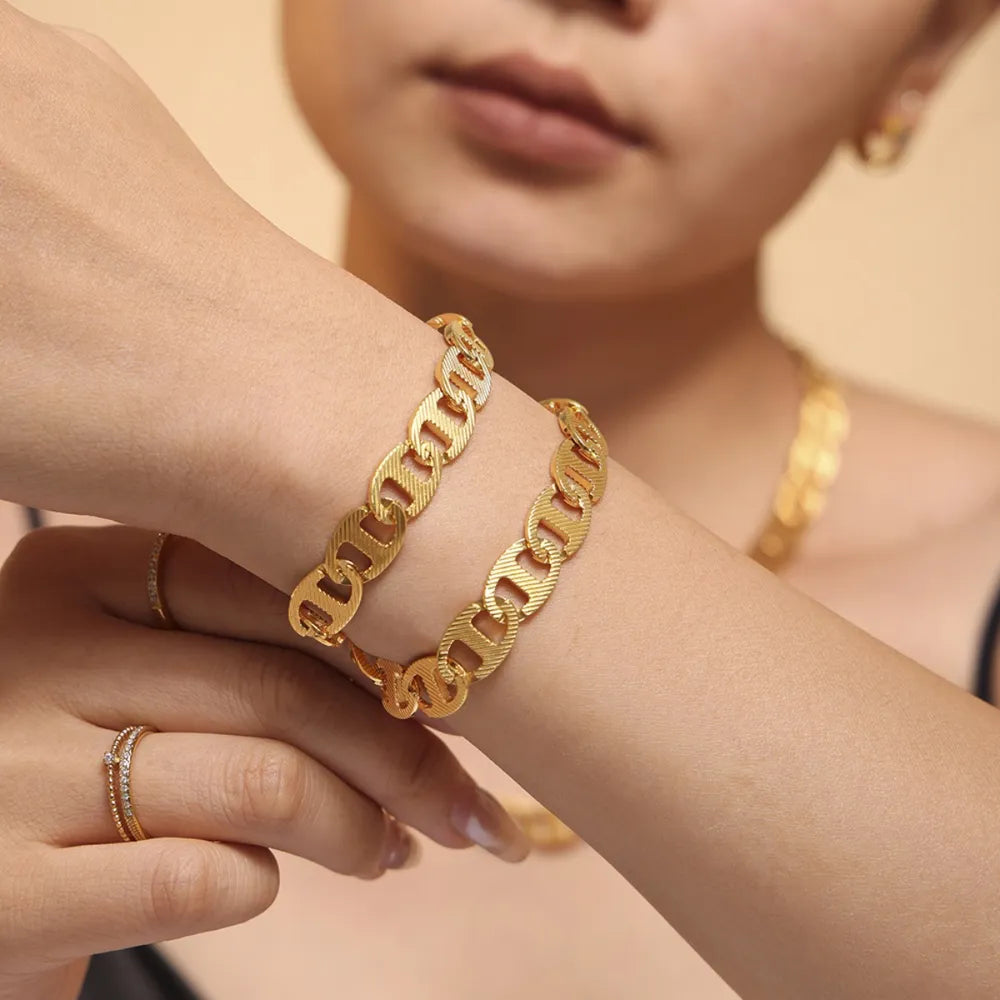 Handmade chain plated with genuine gold titanium steel material women's bracelet
