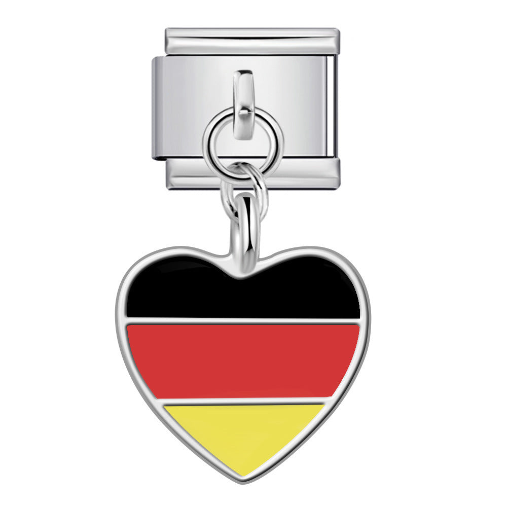 Love Flag Pendant Italian Module Bracelet Single Hook DIY Elastic Splicing Titanium Steel Strap Chain