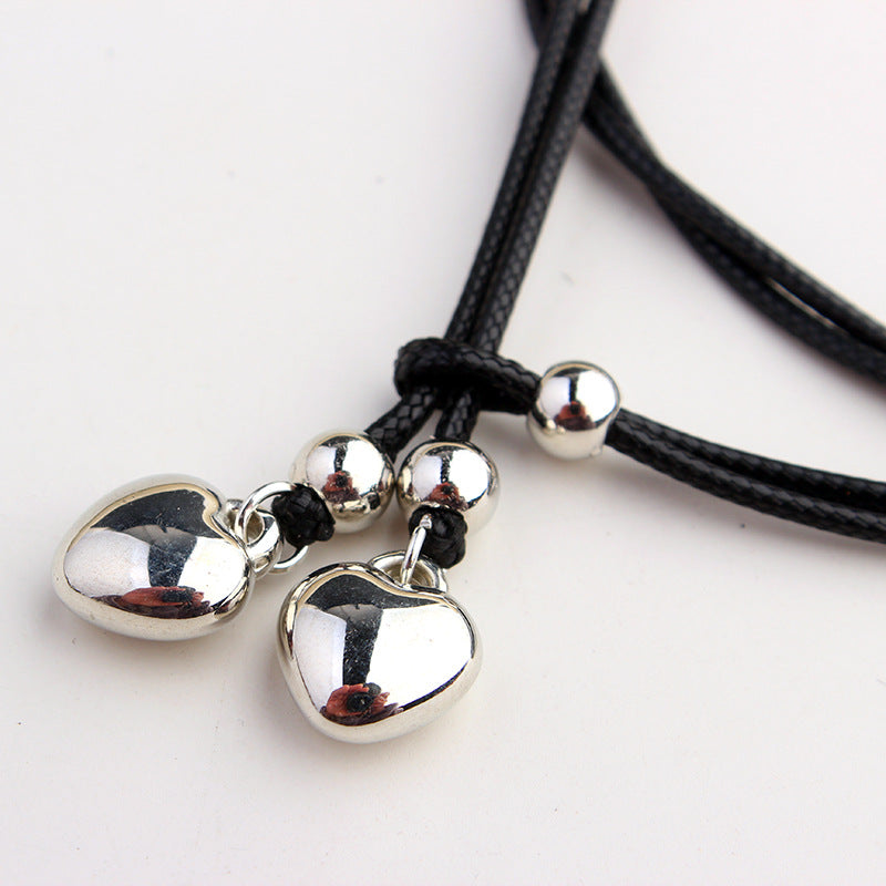 Bracelet de Cheville Cordon Ciré Cœur Bohème | Boutique84