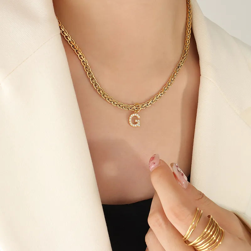 Collier Initiale Lettre Zircon Plaqué Or 18K (A-H) | Boutique84