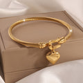 Bracelet Jonc Cœur Acier Inoxydable Doré Femme | Boutique84