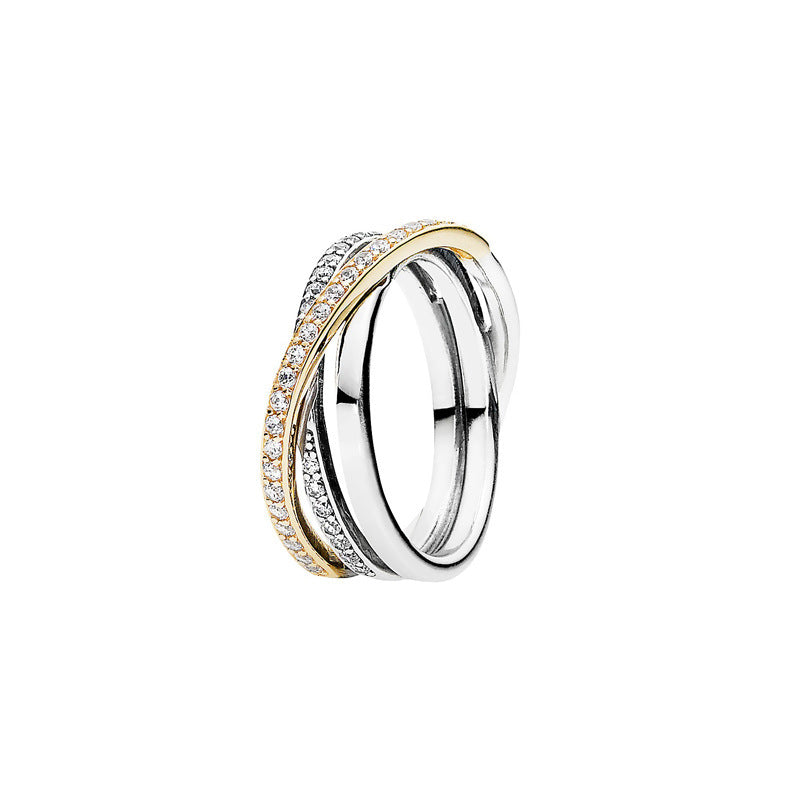 Panda Dora S925 Silver Ring with Pav&eacute; Set Sparkling Starlight Bow, Fashionable Elegant Women's Ring, Cuban Chain Pair Ring