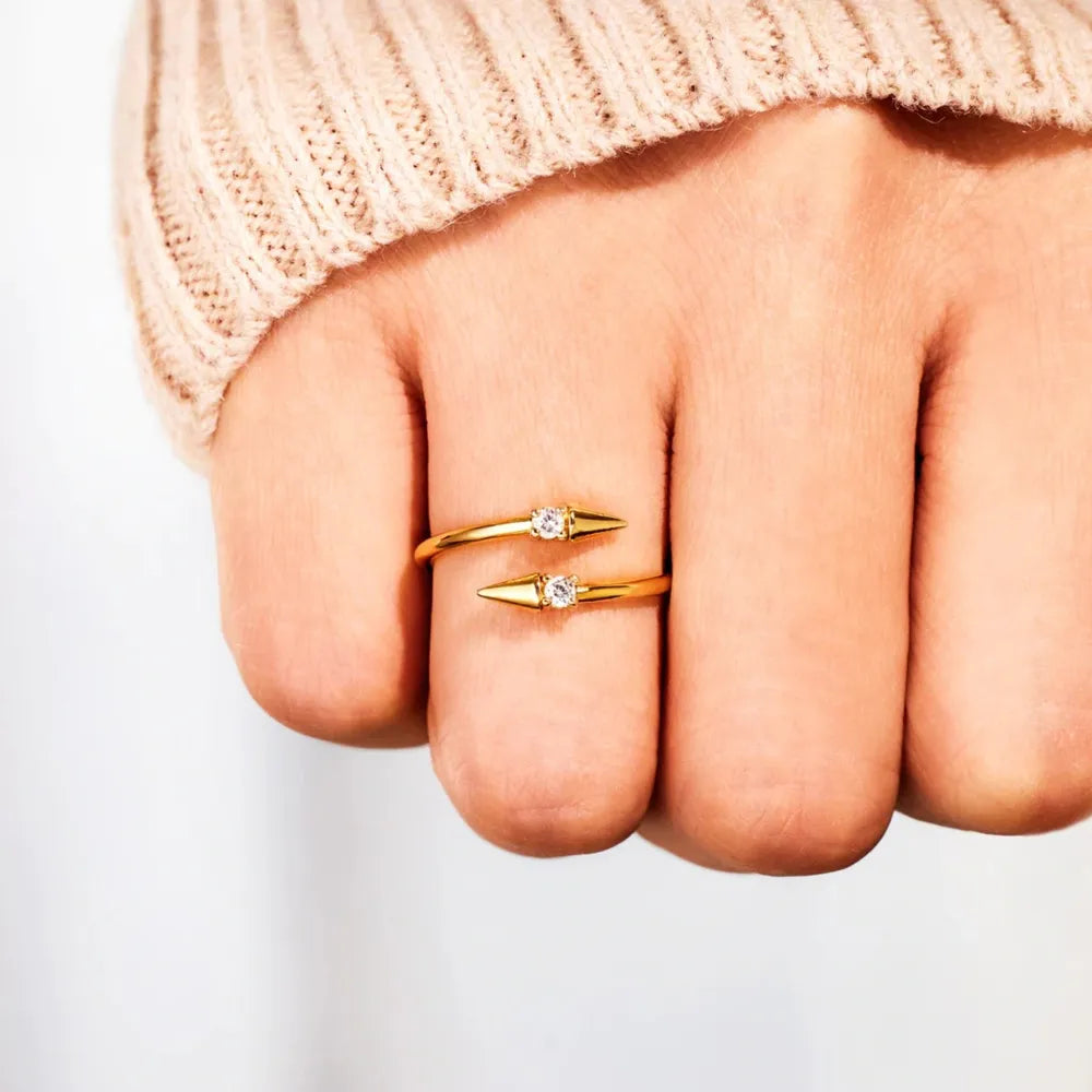 Bague Croisée Argent 925 Zircon Dorée | Boutique84