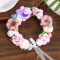 Floral Headband Hair Accessory with Artificial Flowers Wedding Bridal Veil, Photography Studio Beach Vacation Decorative Hairpiece