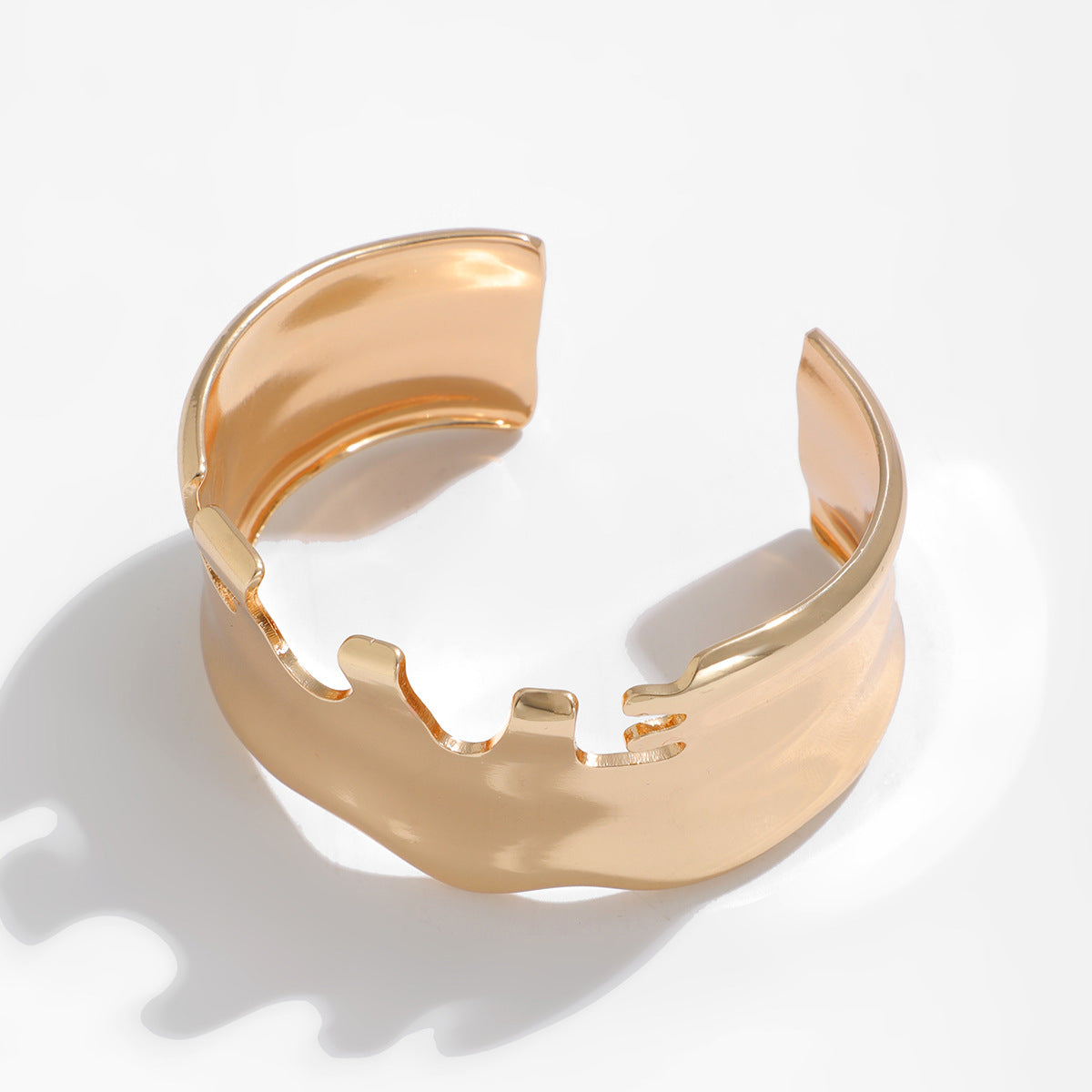 Ins style premium wide version simple irregular concave convex V-shaped notch bracelet