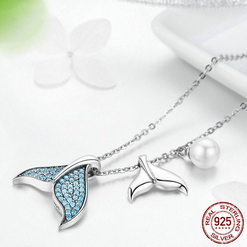 925 Mermaid Tears Zircon Bead Silver Necklace for Women