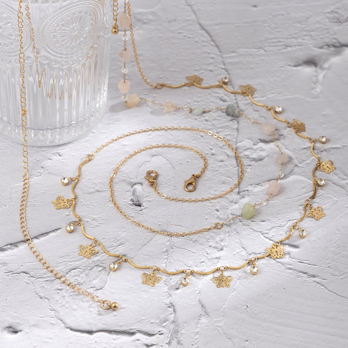 Chaîne de Corps Papillons Cristal Doré Bohème | Boutique84