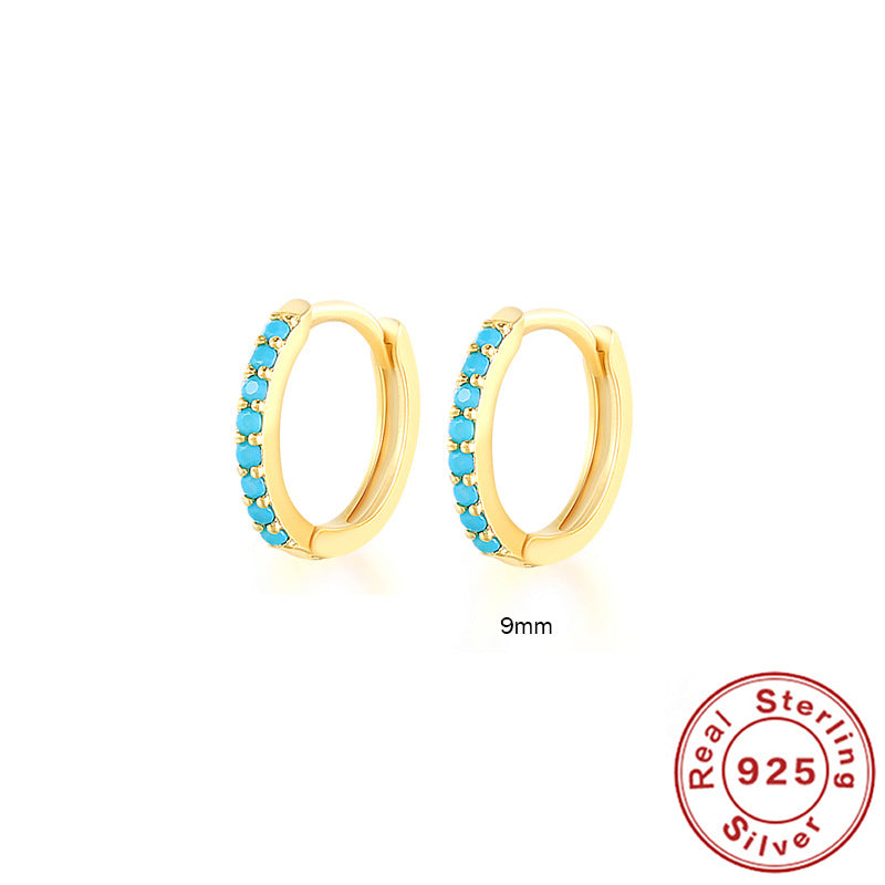 Créoles Argent 925 Turquoise Plaqué Or 18K | Boutique84