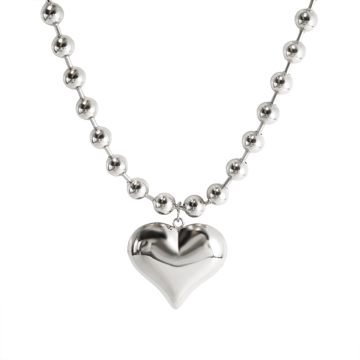 Collier Chaîne Billes Pendentif Cœur Plaqué Or 18K | Boutique84