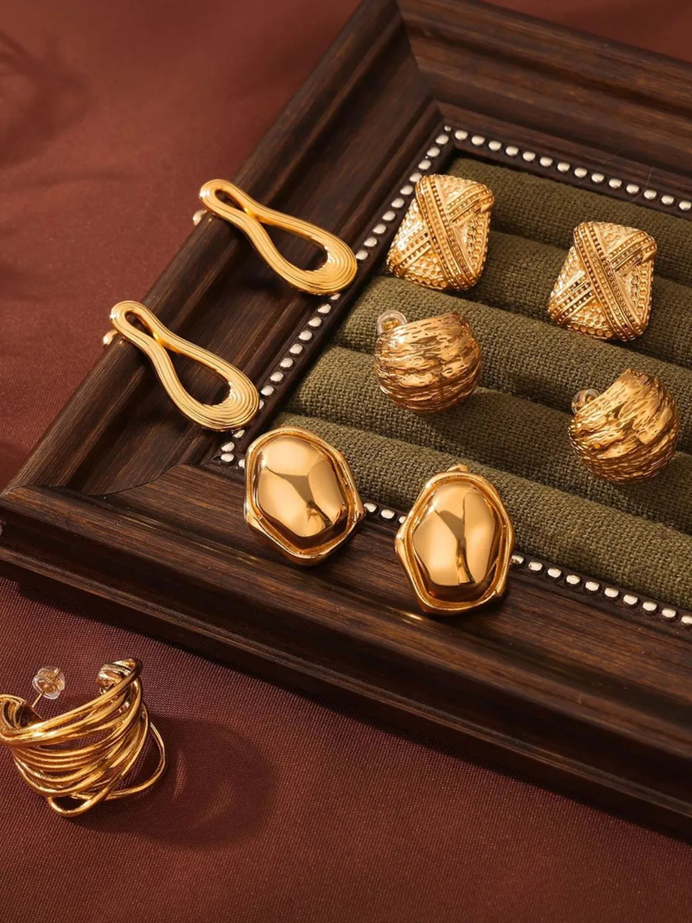 Boucles d'Oreilles Géométriques Acier Titane Or 18K | Boutique84