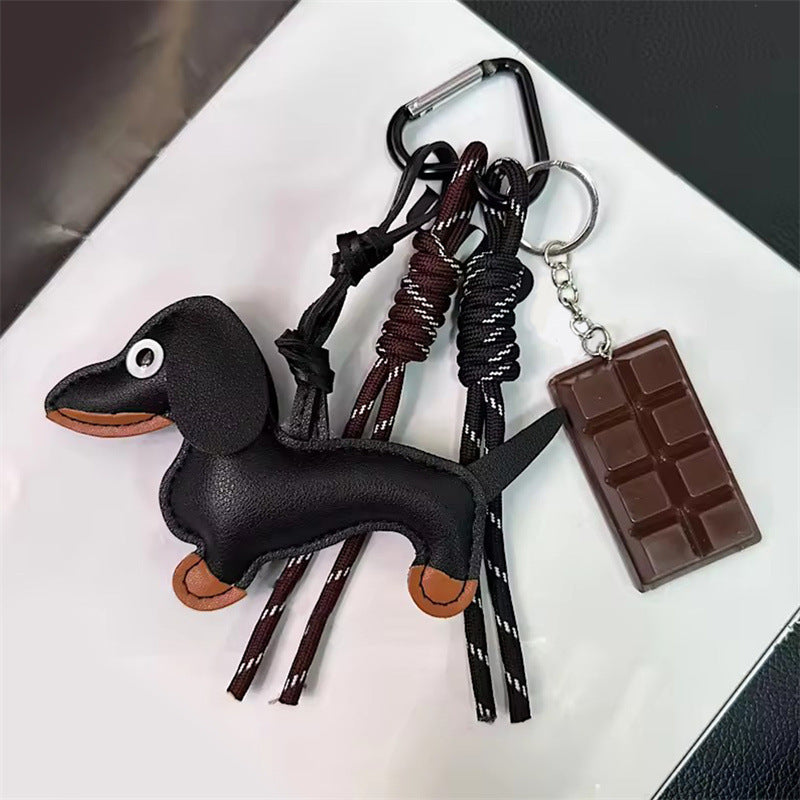 Sausage Dog Car Keychain Bag Pendant Handmade Weaving Pendant