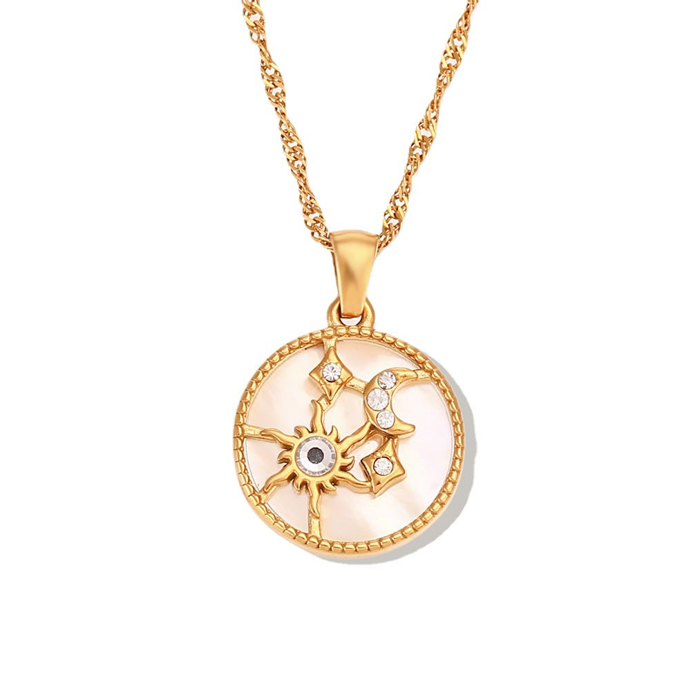 Collier Pendentif Nacre Soleil Lune Étoiles | Boutique84